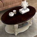 Living Room Coffee Table Set, Coffee Table & Two End Side Table 3 Piece Set For Office, Living Room, Apartment, Chipped White And Cherry Top. Color Written On Box Is Antique White And Light Espresso Antique White Rubber Wood