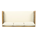 Claremont 3 Seater Daybed With Rattan Arms Beige Cushion Teak Beige Wood Fabric Rattan