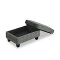 Sectional 3 Seaters Sofa ,Double Sided Multi Functional Footstool, Storage Matnon Slip Leg, Two Pillows, Velvet, Light Grey Light Grey Velvet 3 Seat