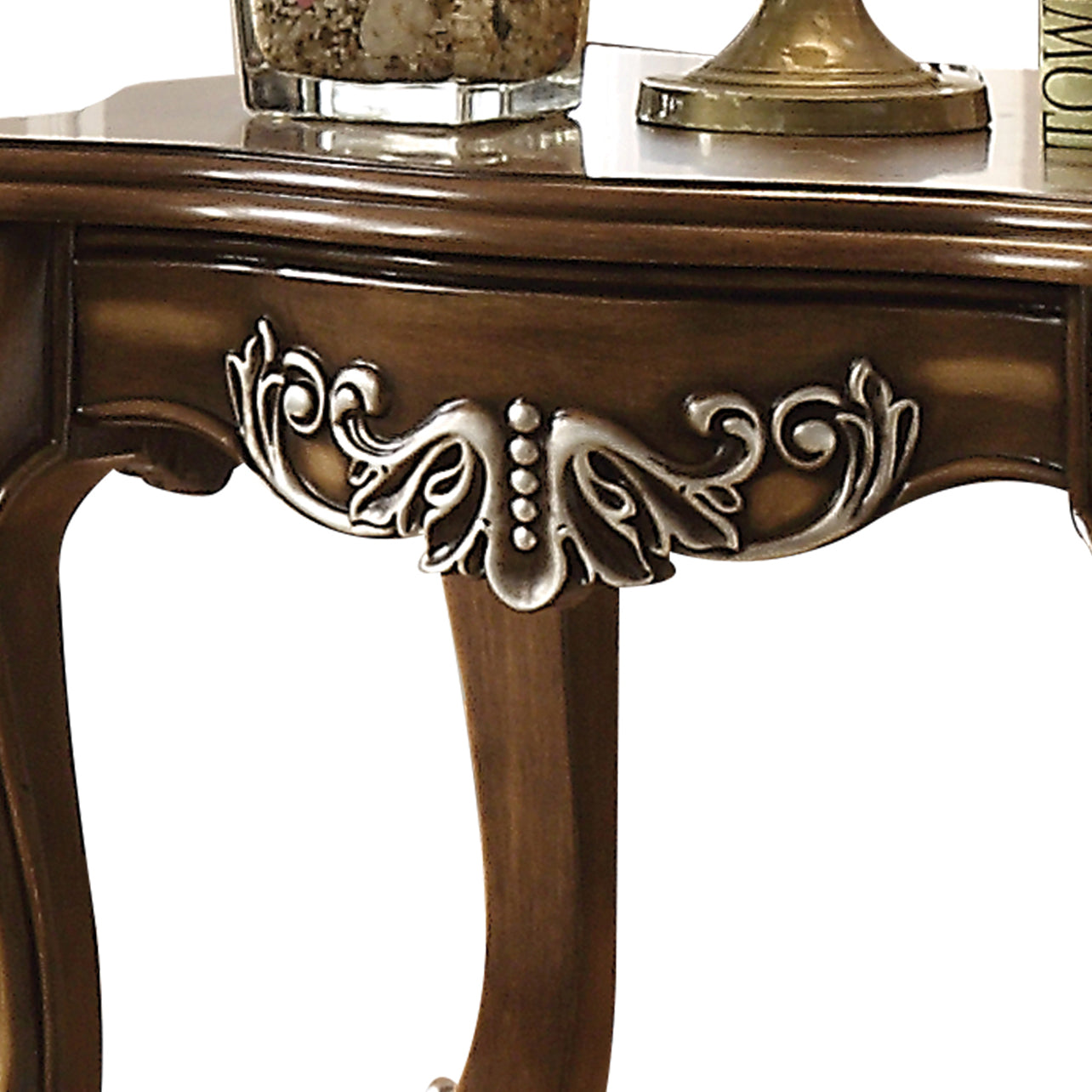 Antique Oak End Table With Queen Anne Legs Oak Primary Living Space Square Solid Wood Mdf