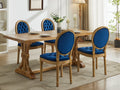 French Style Solid Wood Frame Antique Painting,Hand Pulled Buckle Decoration Velvet Artificial Leather Dining Chair With Trim ,Wood Legs,Steel Spring Inner,Set Of 2,Blue,Sw1739Bl Blue Dining Room American Design Dining Chairs Rubberwood Set Of 2 Foam