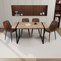 Mdf Light Wood Dining Table And Modern Dining Chair 4 Piece Set, Medieval Wooden Kitchen Dining Table Set, Rectangular Metal Base, Dining Table And Suede Chair Wood Mdf