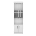 Kevil 71 Inch Tall Bar Cabinet 5 Tier Modern Bar Cabinet With Glass Holder Stemware Rack, Wine Cabinet, Liquor Cabinet, 12 Bottle Cubbies, 5 Shelves, And Pull Out Tray White Primary Living Space Modern Particle Board Shelves Included Engineered Wood