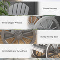 Outsunny Wooden Rocking Chair, Adirondack Rocker Chair W Slatted Design And Oversized Back, Outdoor Rocking Chair With Wagon Wheel Armrest For Porch, Poolside, And Garden, Gray Gray Wood