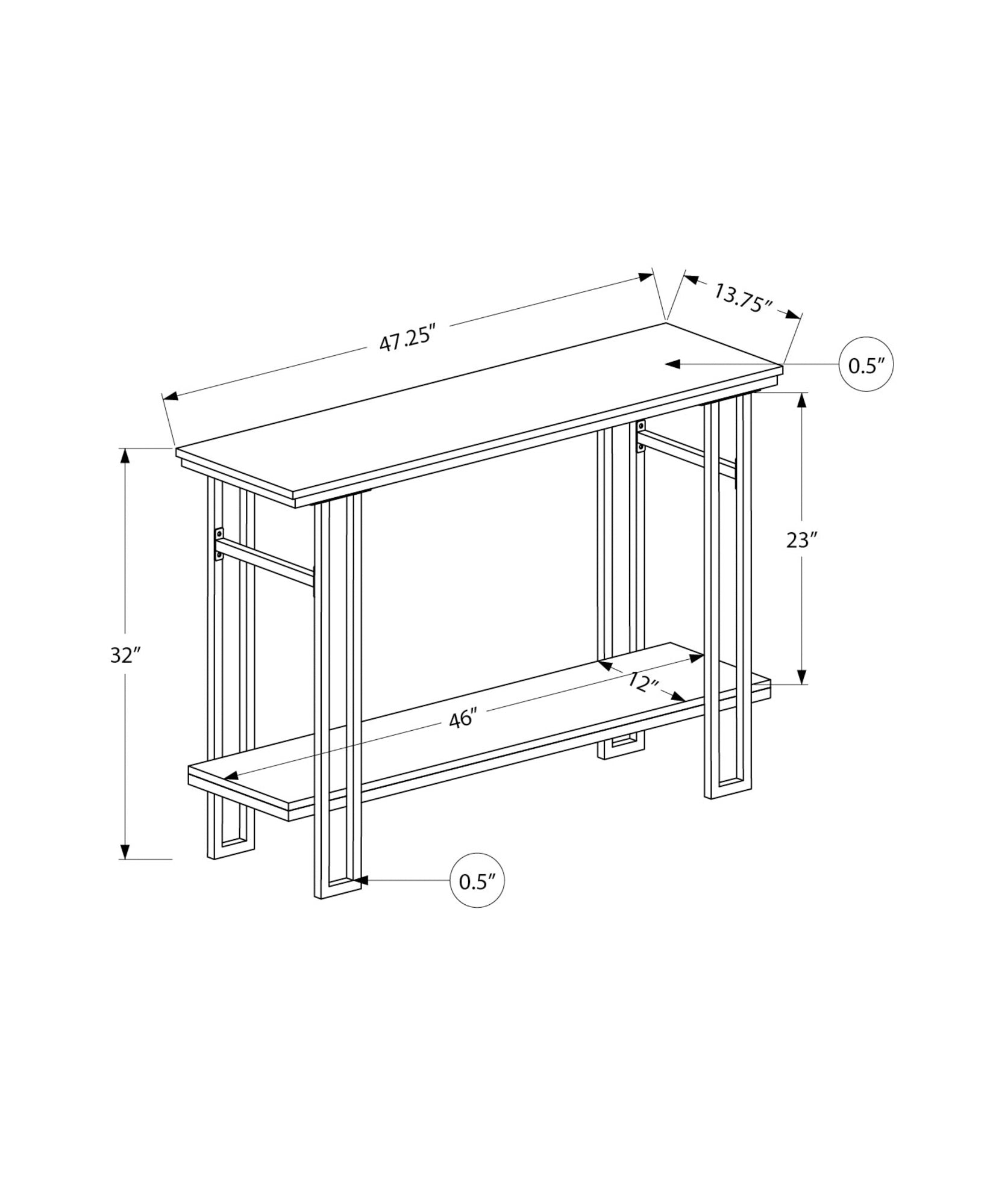 Accent Table, Console, Entryway, Narrow, Sofa, Living Room, Bedroom, Grey Laminate, Black Metal, Contemporary, Modern Grey Metal