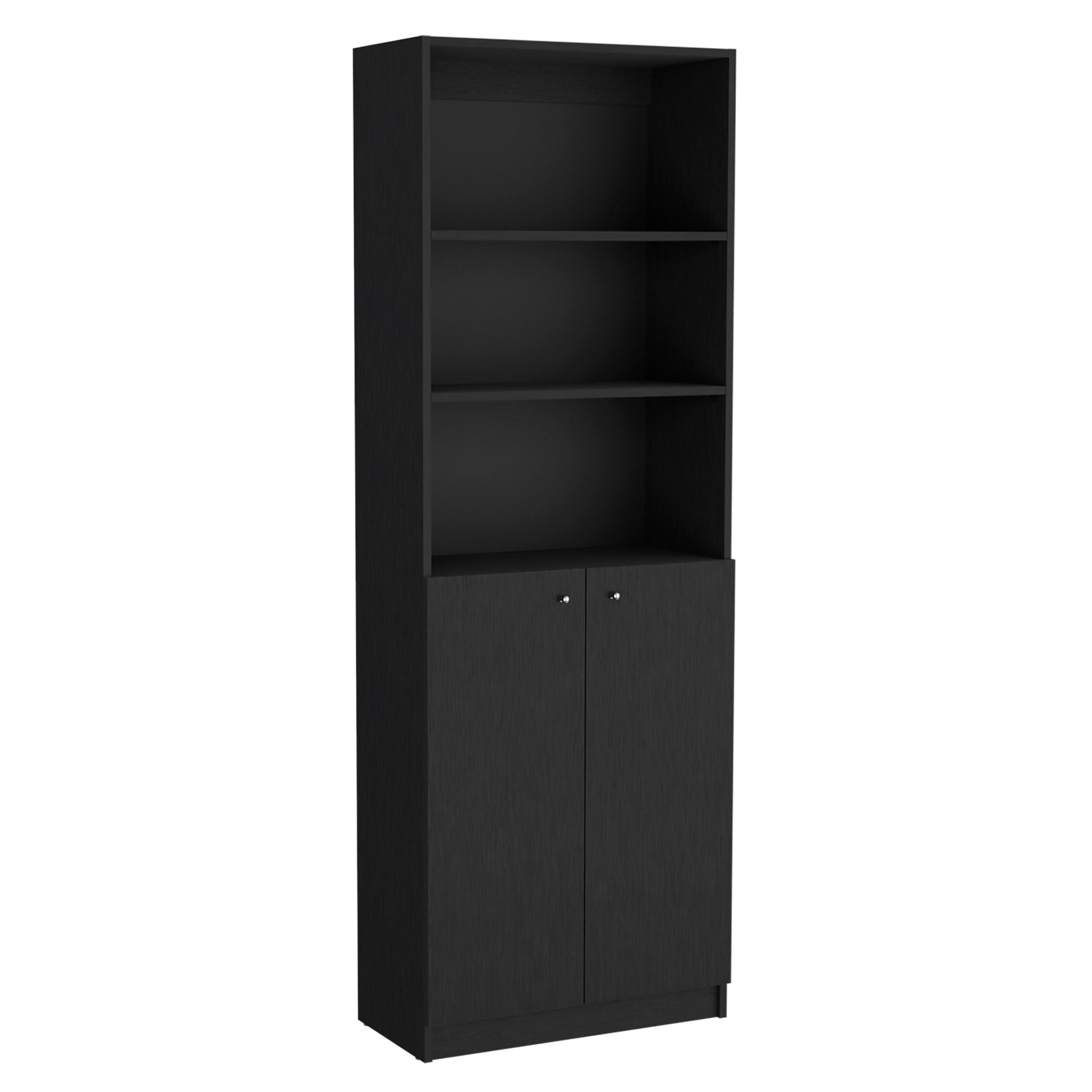 Lecanto 3 Piece Home Bookcase Set, 74" Wide With 13 Shelves And Two Door Cabinetliving Room Set Set Black Freestanding 5 Or More Shelves Black Office Open Storage Space Modern Particle Board