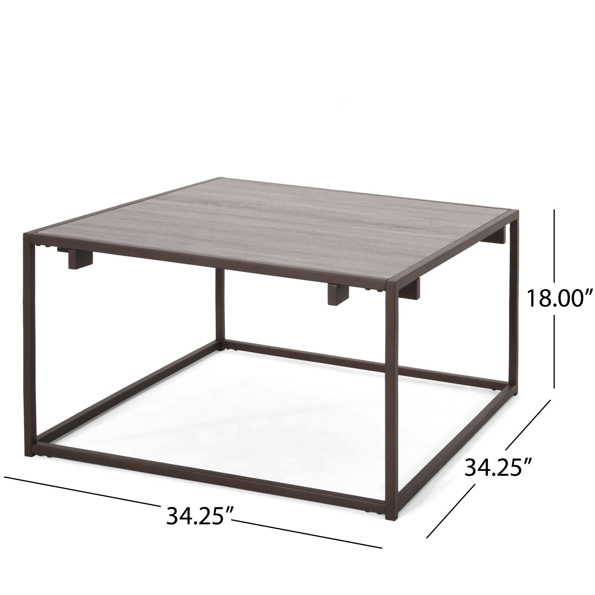Modern Industrial Coffee Table, Gray And Bronze Grey Primary Living Space Coffee & End Tables Rectangular Mdf