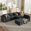 Modern Large Modular Sectional Sofa For Living Room, Bedroom, Salon, 3 Piece Free Combination Gray Polyester 3 Seat