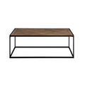 Contemporary Decorative Parquet Top Rectangle Coffee Table Parquet Veneer Brown Steel Mdf