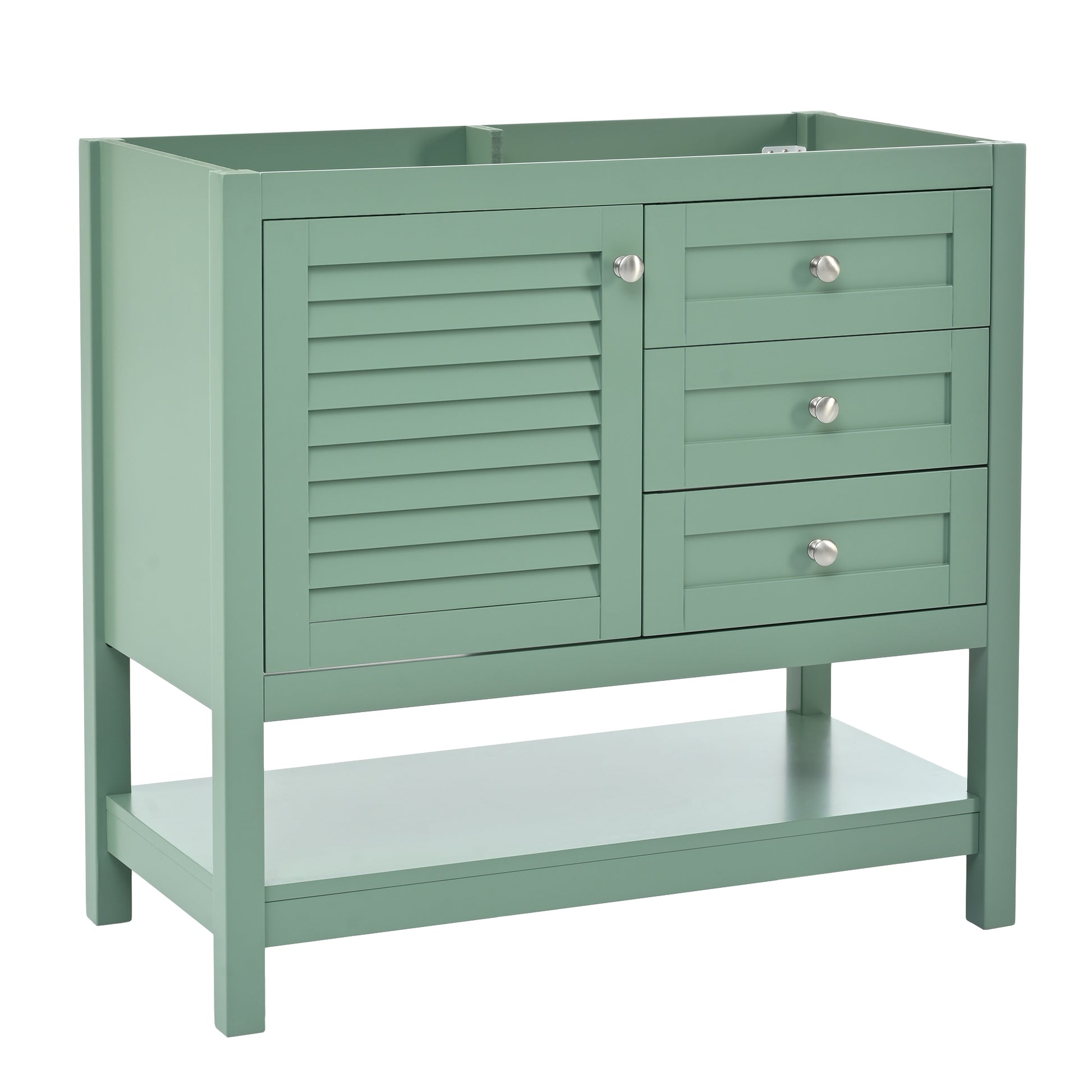 36'' Bathroom Vanity Without Sink, Free Standing Vanity Set With 2 Drawers& Soft Closing Doors, Bathroom Storage Cabinet With Solid Wood Feet, Green Not Include Basin Sink Green 1 1 Adjustable Hinges Bathroom Freestanding Modern Solid Wood Mdf Painted