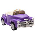 12V Kids Ride On Truck Car W Parents Control, Licensed Chevrolet 3100 Pickup,Electric Car For Kid,Vintage Modeling,3 Speeds,Led Lights,Bluetooth,Usb,High Power Up To 3.11 Mph,Age 3 Purple Polypropylene