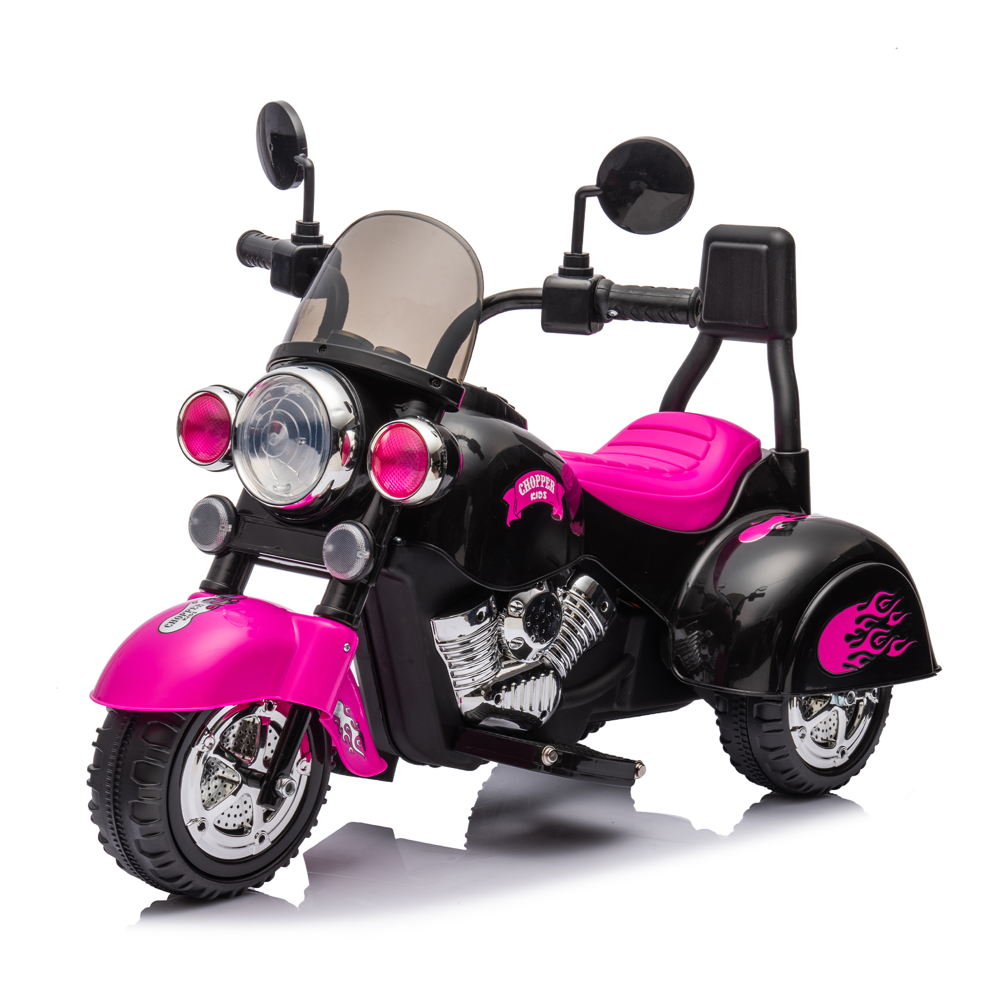 Kids Ride On Motorcycle Toy, 3 Wheel Chopper Motorbike With Led Colorful Headlights Horn, Pink 6V Battery Powered Riding On Electric Harley Motorcycle For Boys Girls Pink Plastic