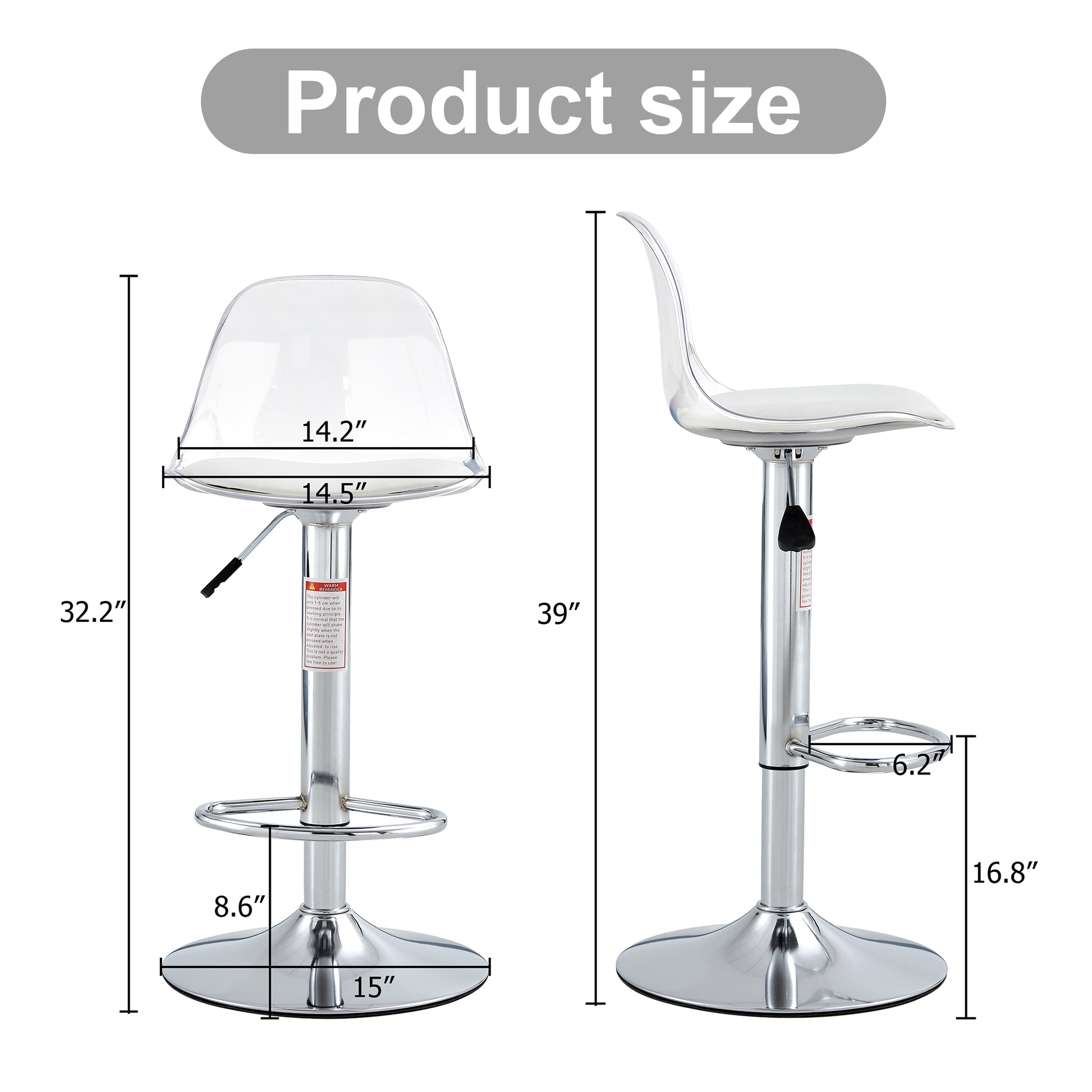 Modern Minimalist Bar Chairs And Bar Stools. Can Rotate 360 And Adjust Lifting. Pet Backrest And Pu Seats. Set Of 2. Suitable For Bars, Restaurants, And Front Desk Cashiers. White Pu