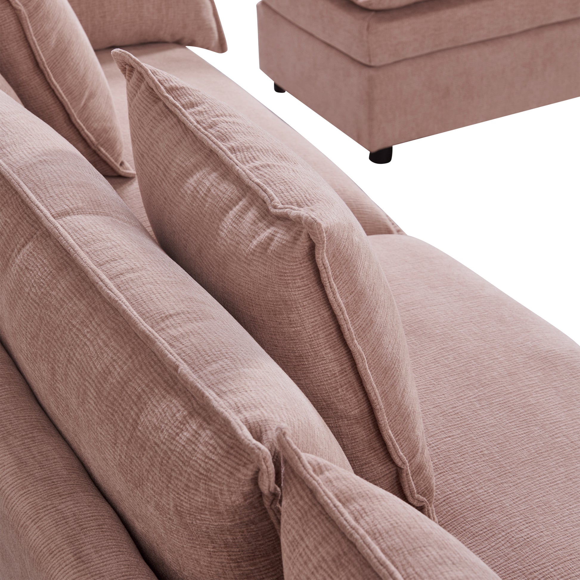 108.66"Modern Chenille L Shaped Sectional Sofa With Convertible Chaise, Comfy Cloud Couch Deep Sectional Sofa With Ottomans For Living Room Pink Wood Foam Chenille 3 Seat