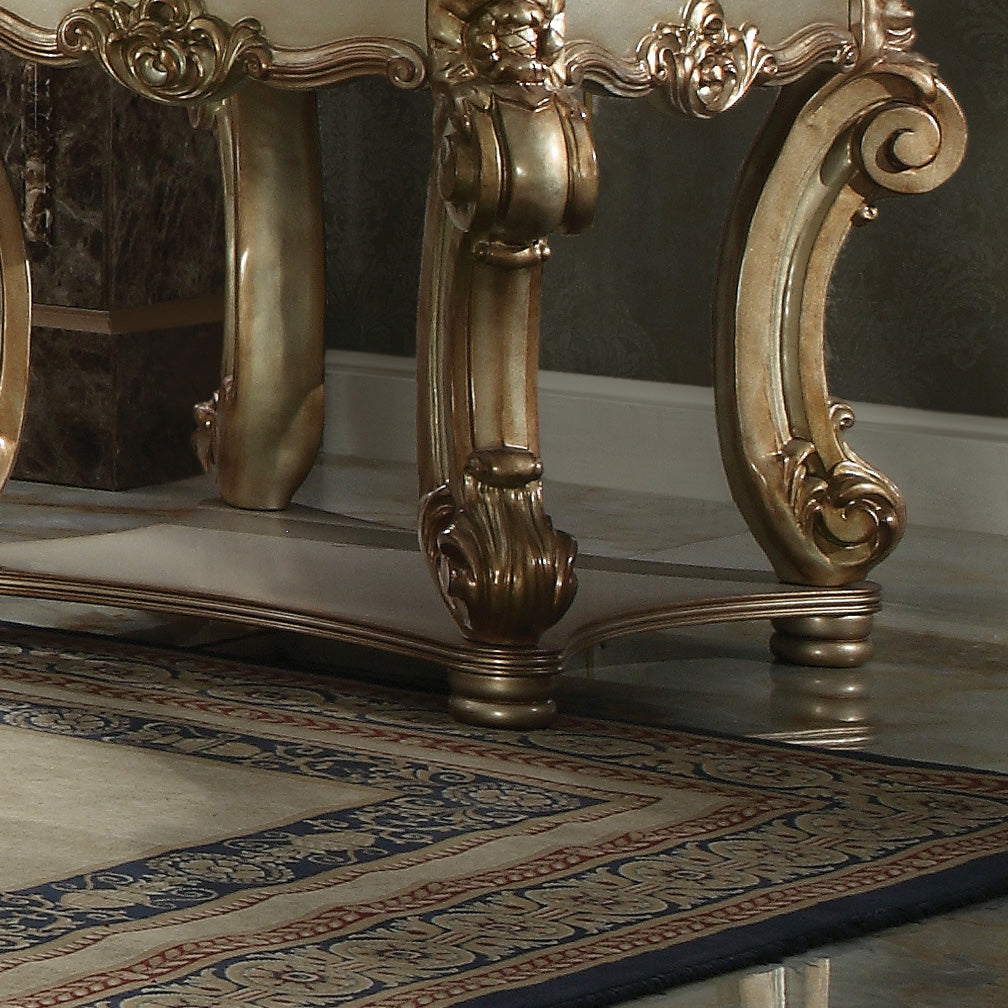 Gold Patina End Table With Bottom Shelf Gold White Primary Living Space Shelves Square Solid Wood Mdf