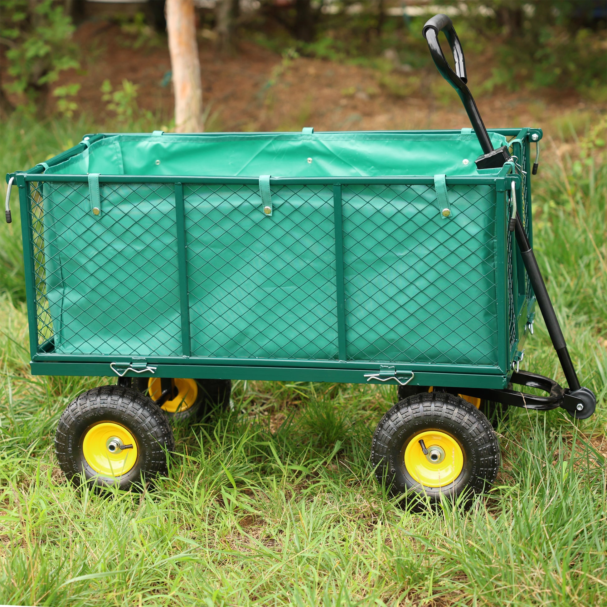 Flower Cart Garden Flower Cart Is Easier To Transport Firewood Green Cloth Bag Green Iron,Oxford Fabric