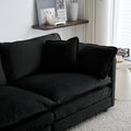 Modern Fabric Loveseat Sofa Couch For Living Room, Upholstered Large Size Deep Seat 2 Seat Sofa With 4 Pillows ,Black Chenille Black Chenille 2 Seat