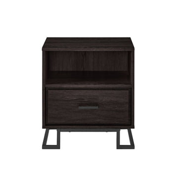 Contemporary Metal And Wood 1 Drawer Nightstand Charcoal Charcoal Grey Mdf Mdf