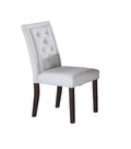 Modern Bone White Fabric 2Pc Side Chairs Tufted Back Upholstered Back Rustic Espresso Wooden Legs Dining Room Espresso White Espresso Dining Room Contemporary,Mid Century Modern,Modern Dining Chairs Tufted Back Set Of 2 Solid Wood