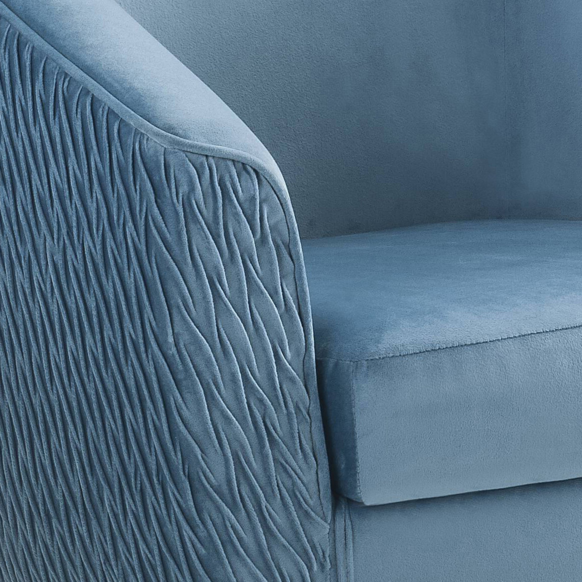 Blue And Gold Flared Arm Barrel Chair Blue Gold Primary Living Space Fabric Metal