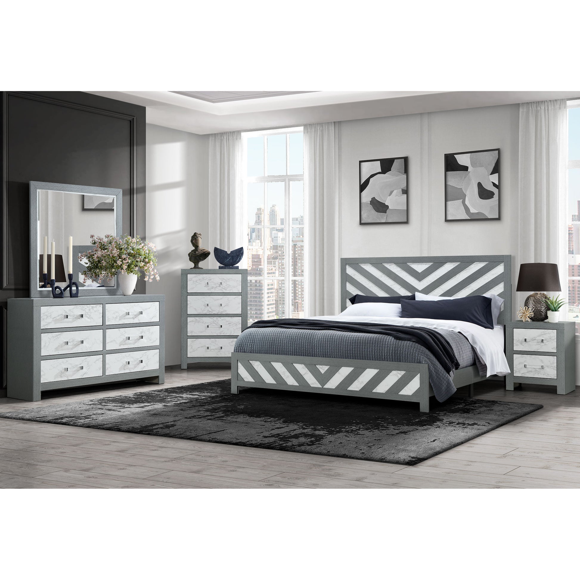 Rush Grey Dresser Grey Solid Wood Mdf