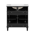 30 Inch Bathroom Vanity With Ceramic Basin, Soft Close Door And Adjustable Shelves Black Bathroom Solid Wood Mdf