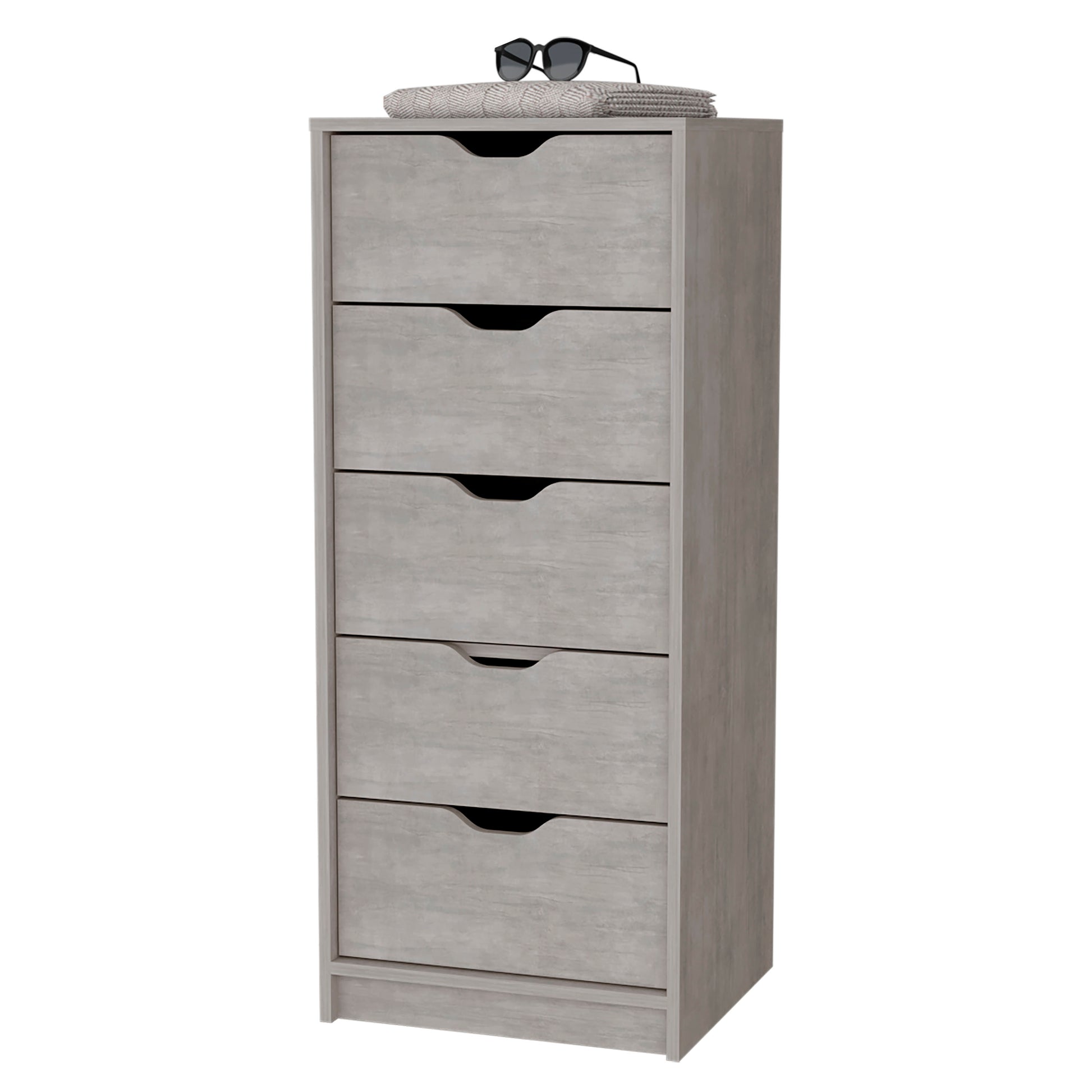 Dillon 5 Narrow Drawer Dresser, Tall Chest Of Drawers Gray Bedroom Contemporary Melamine Engineered Wood