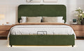 Upholstered Platform Full Size Hydraulic Storage Bed, Lift Up Storage Bed With Rgb Led Light, Bluetooth Speaker, No Box Spring Needed, Lychee Velvet, Green Full Green Velvet Fabric Metal
