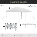 Outsunny 10' X 19' Pop Up Canopy With Easy Up Steel Frame, 3 Level Adjustable Height And Carrying Bag, Sun Shade Event Party Tent For Patio, Backyard, Garden, Off White White Steel