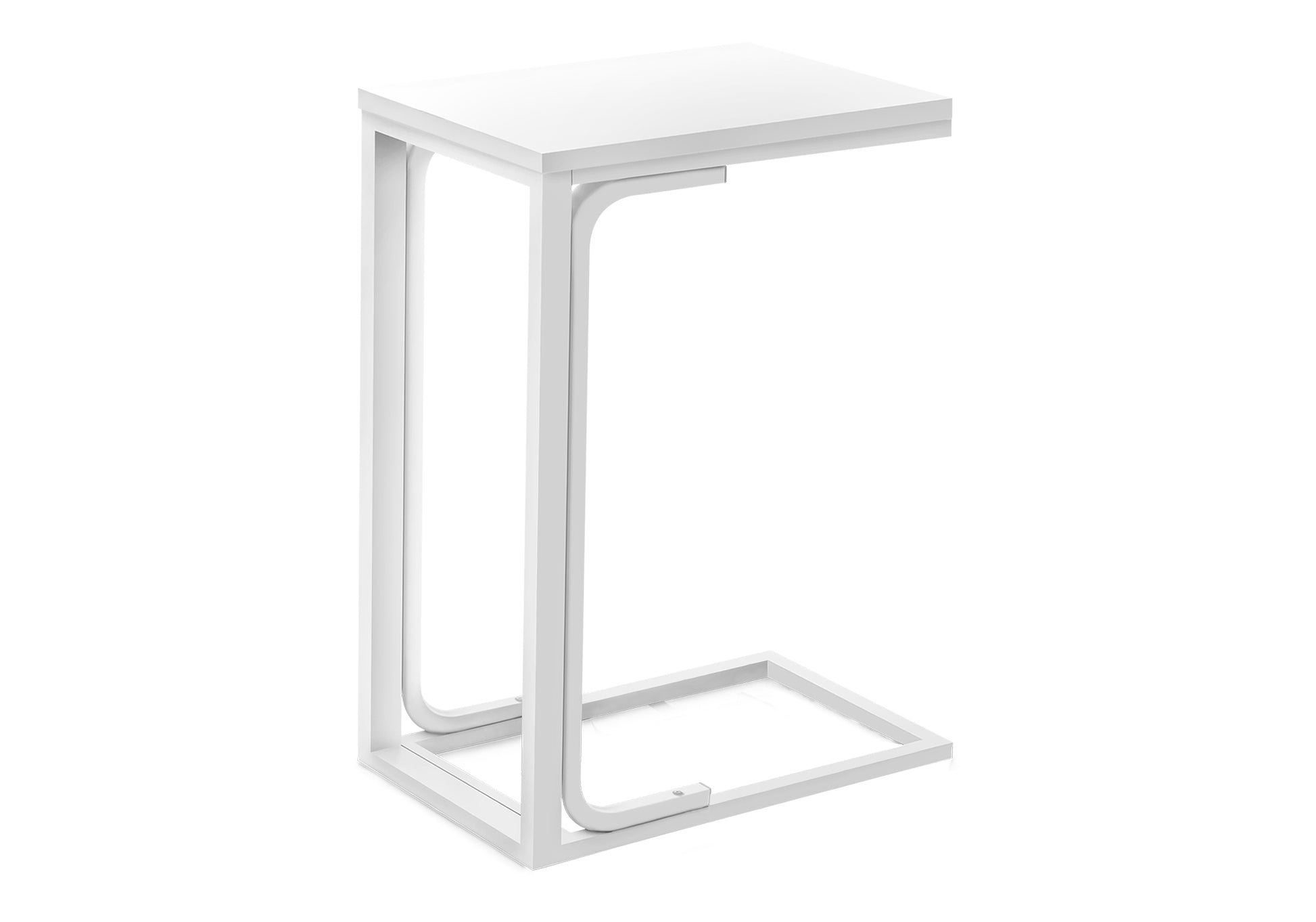 Accent Table, C Shaped, End, Side, Snack, Living Room, Bedroom, Contemporary, Modern White Mdf