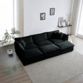 Comfortable Deep Seat Reversible Modular 6 Seater Sectional Super Soft Sofa U Shaped Sectional Couch With 3 Ottomans, 3 Toss Pillows And 2 Arm Pillows Black Chenille 3 Seat