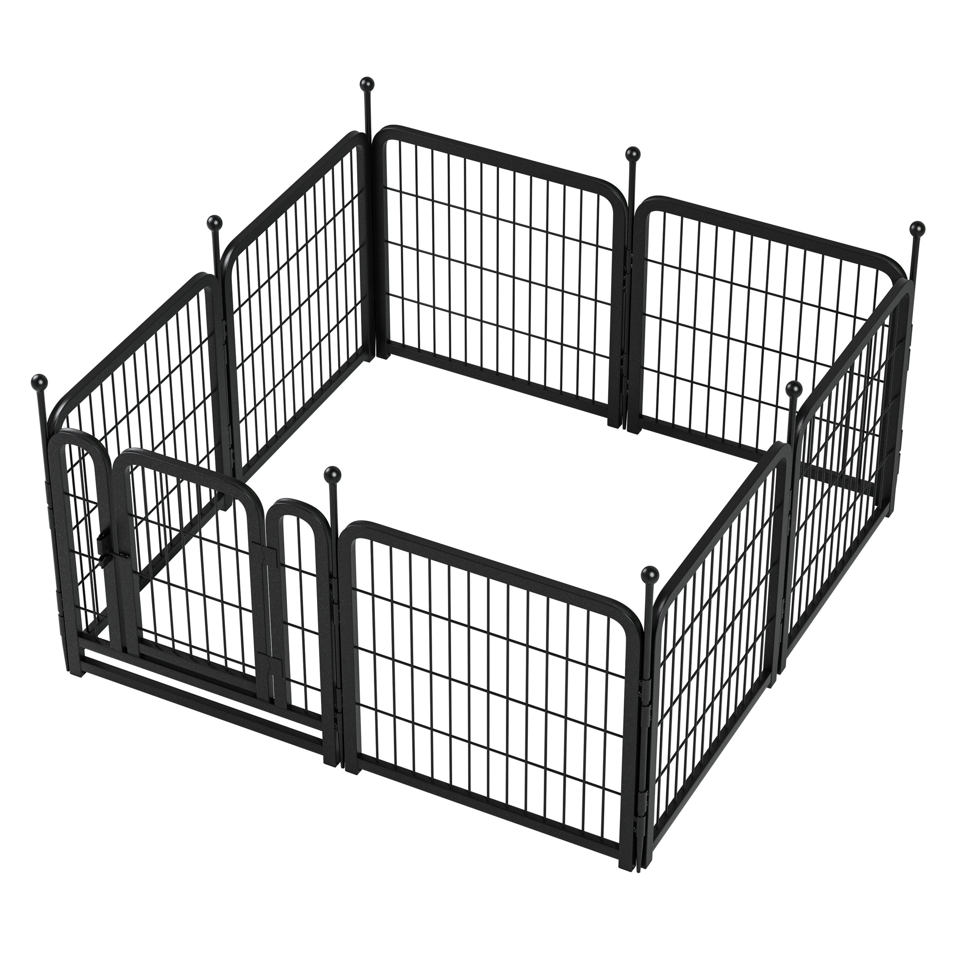 Dog Playpen 8 Panels 24" Height Heavy Duty Dog Fence Puppy Pen For Large Medium Small Dogs Indoor Outdoor Foldable Pet Exercise Pen Black Iron