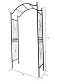 Metal Garden Arch With Black Powder Coated 3.6Ft Length X 1.47Ft Width X 7.5Ft Height Climbing Plants Support Arch Outdoor Black Garden Arbors Black Iron