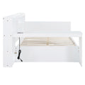 Full Size Wooden Daybed With 3 Drawers, Usb Ports And Desk ,White Full White Wood