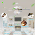 52'' Low Profile Ceiling Fanwhite Modern Ceiling Fans With Remote Control For Bedroom,Living Room,3 Speed ,Glass Shade Matte White Matte White Ceiling Fans 1000K 2600K Candlelight Under 1000Lm American Design,American