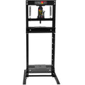 Hydraulic 12 Ton H Frame Garage Floor Adjustable Shop Press With Plates, 12T, Black Black Steel