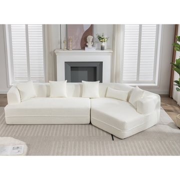 And Upgraded Extended Edition Modular Sofamodern Minimalist Style Sofa, Upholsteredfree Combination, Round Fiber Fabric, Anti Wrinkle Fabric,Dimension Exten, Creamy White Creamy White Polyester Primary Living Space Medium Soft Tight Back Modern Flared