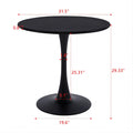 Modern Black Round Dining Table, 31.5'' Diameter Solid Metal Base Coffee Table Black Metal