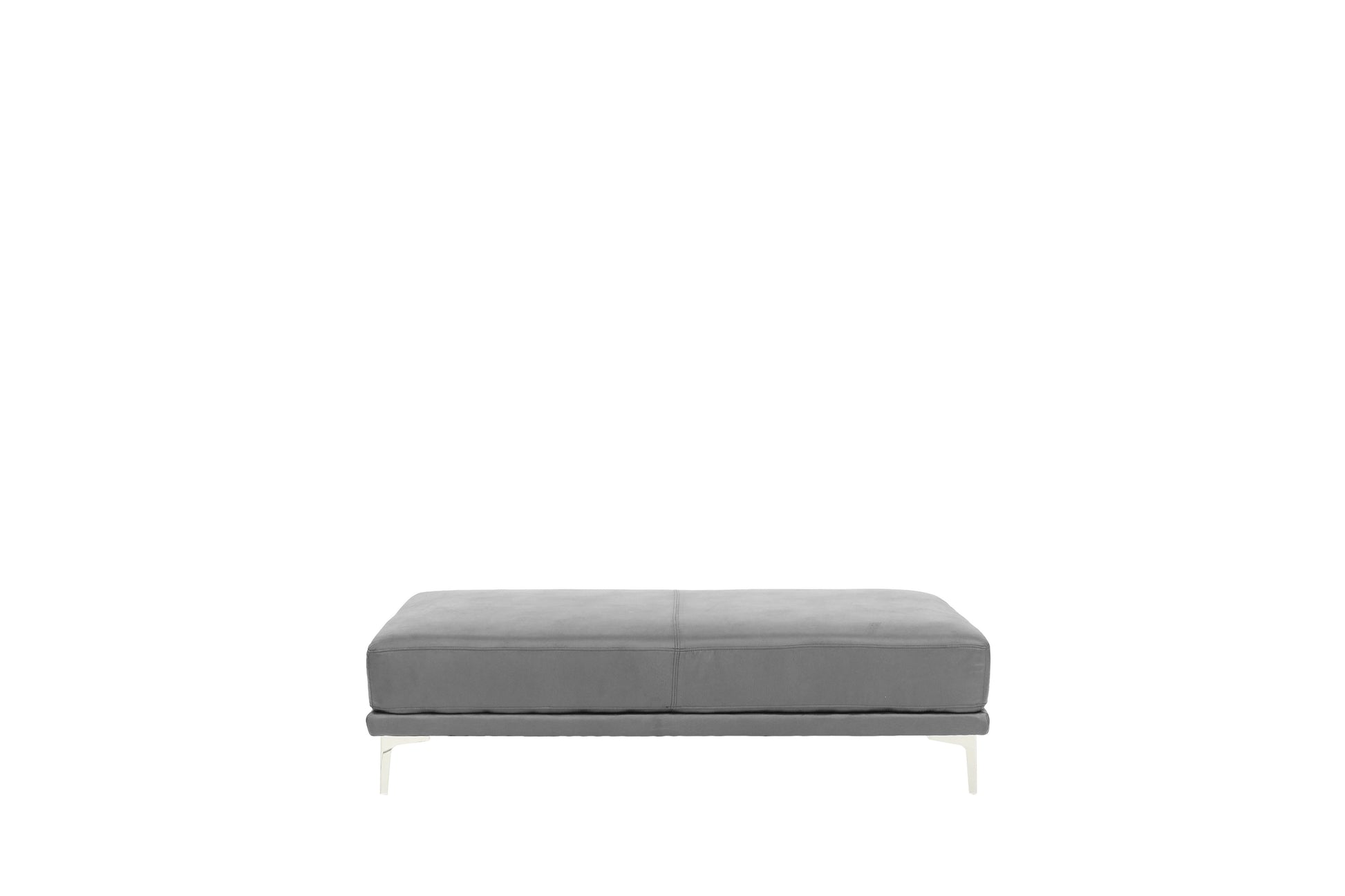 Modern Antique Gray Large Ottoman Metal Legs 1Pc Cocktail Ottoman Living Room Antique Gray Faux Leather Primary Living Space Grey Contemporary,Modern Rectangle Bonded Leather