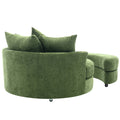 Orisfur. 360 Swivel Accent Barrel Chair With Storage Ottoman & 4 Pillows, Modern Chenille Leisure Chair Round Accent For Living Room, Green Green Foam Chenille