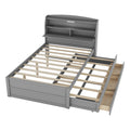Full Size Wooden Led Platform Bed With Trundle, With Storage Headboard, With Drawers, Gray Full Gray Plywood