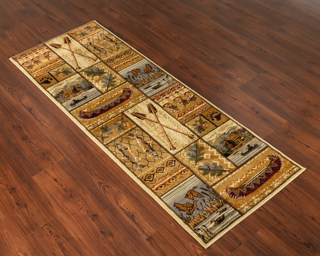 Woodland Gc Rst5001 Multi 5 Ft. 3 In. X 7 Ft. 3 In. Lodge Area Rug Cream Polypropylene