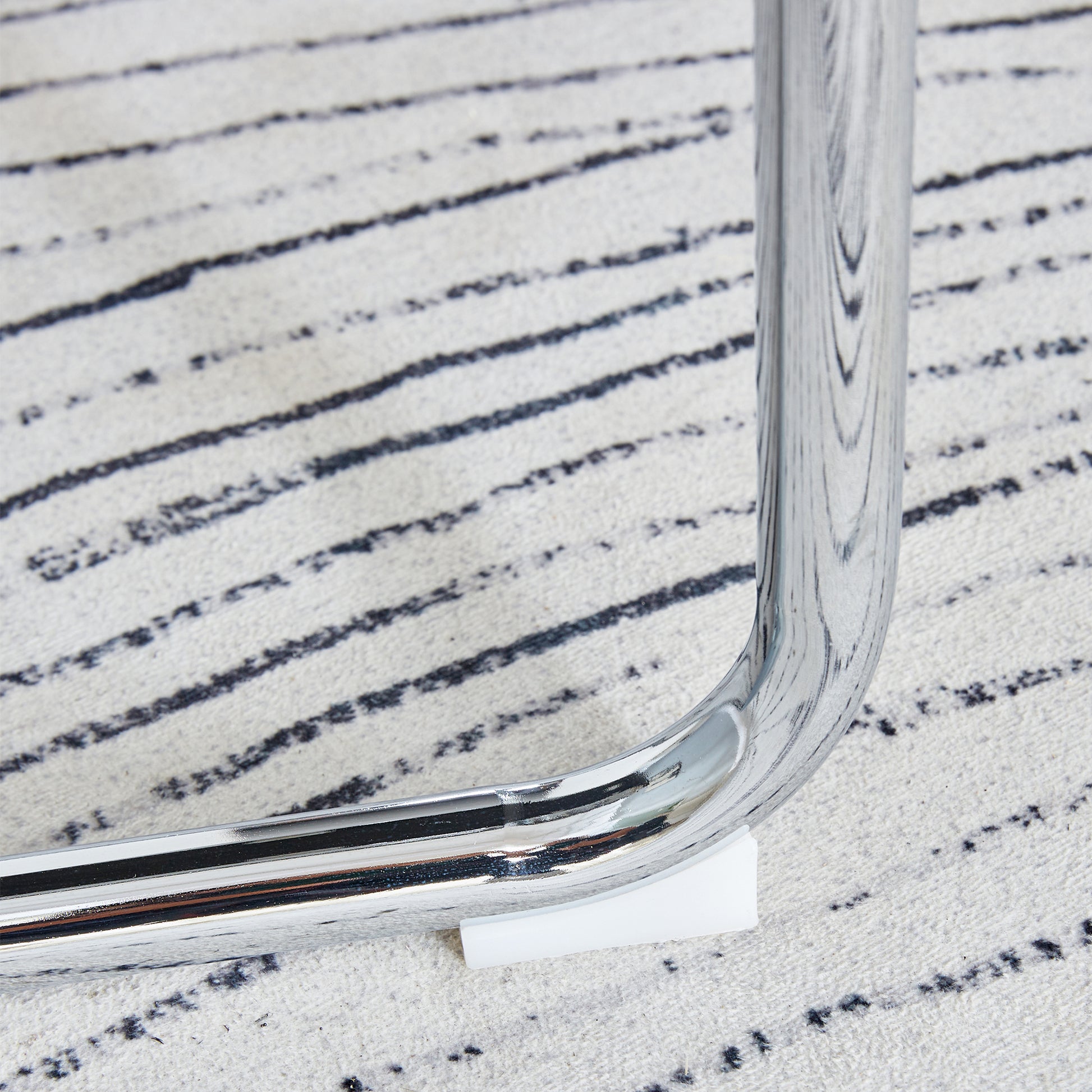 Table And Chair Set.Large Minimalist Rectangular Glass Dining Table For 6 8 With 0.39" Tempered Glass Tabletop And Silver Chrome Metal Legs.Paried With Comfortable Chairs With Pu Seats And Metal Legs. Silver Seats 8 Glass Metal