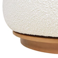 Fuji 360 Swivel Low Barrel Back Accent Chair, Ivory White Boucle White Foam Boucle