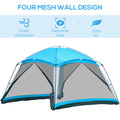Outsunny 12' X 12' Screen House Room, 8 Person Camping Tent W Carry Bag And 4 Mesh Walls For Hiking, Backpacking, And Traveling, Easy Set Up, Sky Blue Blue Polyester