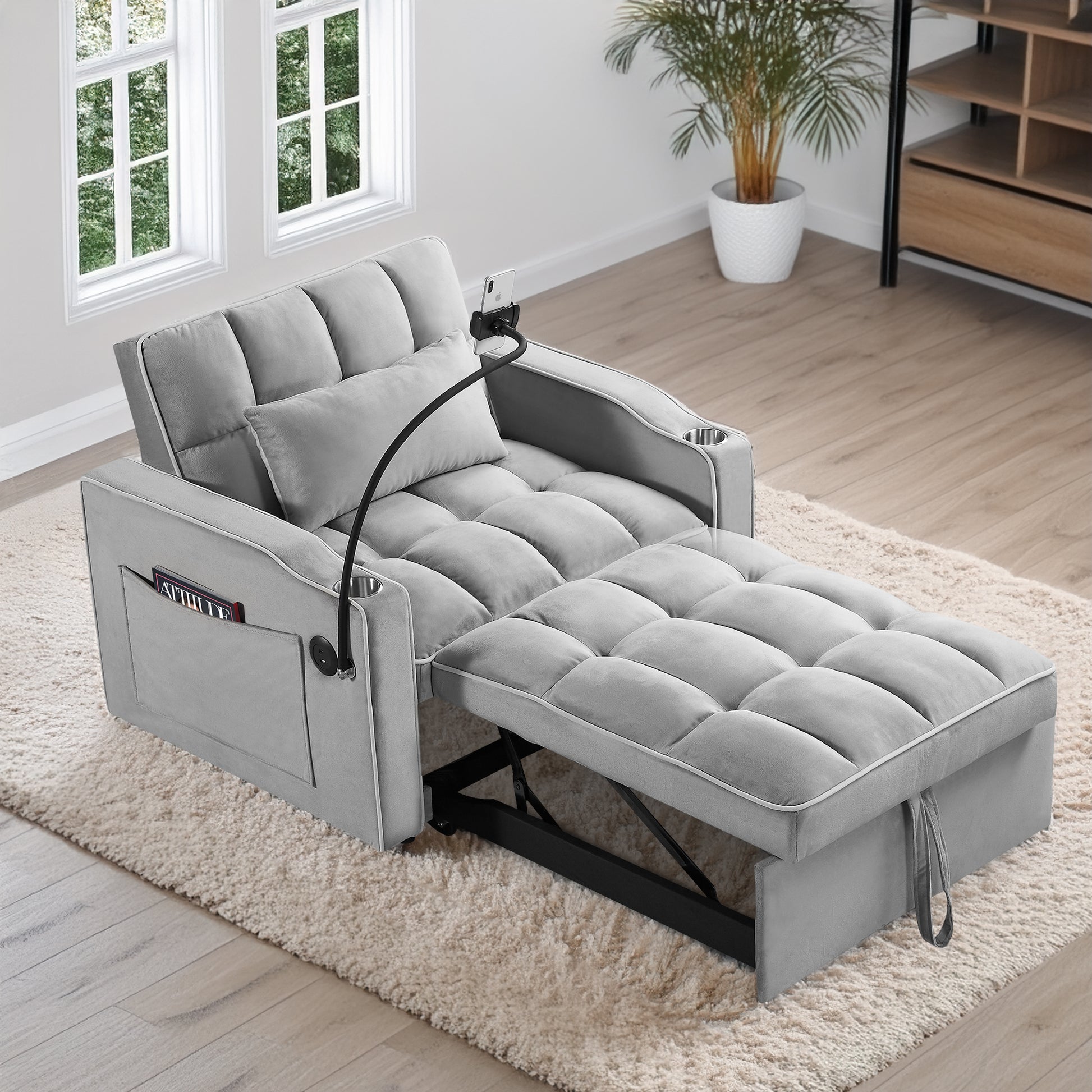 Convertible Sleeper Chair Sofa Bed Adjustable Pull Out Sleeper Chair B