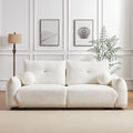 Lamb'S Wool 2 Seater Cushion Sofa 90'' Comfortable Sofa For Living Room Bedroom And Other Casual Spaces Lamb'S Wool Sofa With 2 Cushions And 2 Ball Pillows. Beige Beige Foam Fabric 2 Seat