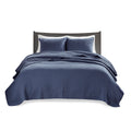 3 Piece Quilt Set Navy Full Queen Full Navy Polyester