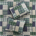 3 Piece Reversible Printed Quilt Set Green Navy Full Queen Green Navy Microfiber
