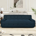 86.2'' Modern Minimalist Style Tufted Design Upholstered Sofa, 3 Seat Compression Sofa For Living Room, Bedroom, And Apartment Dark Blue Polyester 3 Seat